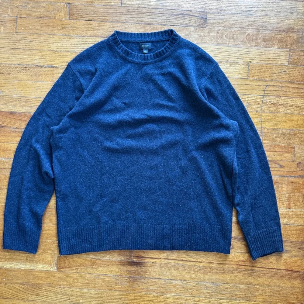 J.‎ Crew Men's Navy Blue Merino Wool Blend Crewneck Sweater XL